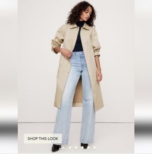 Banana Republic Bonded Cotton Mac Trench Coat natural stone gray Cream